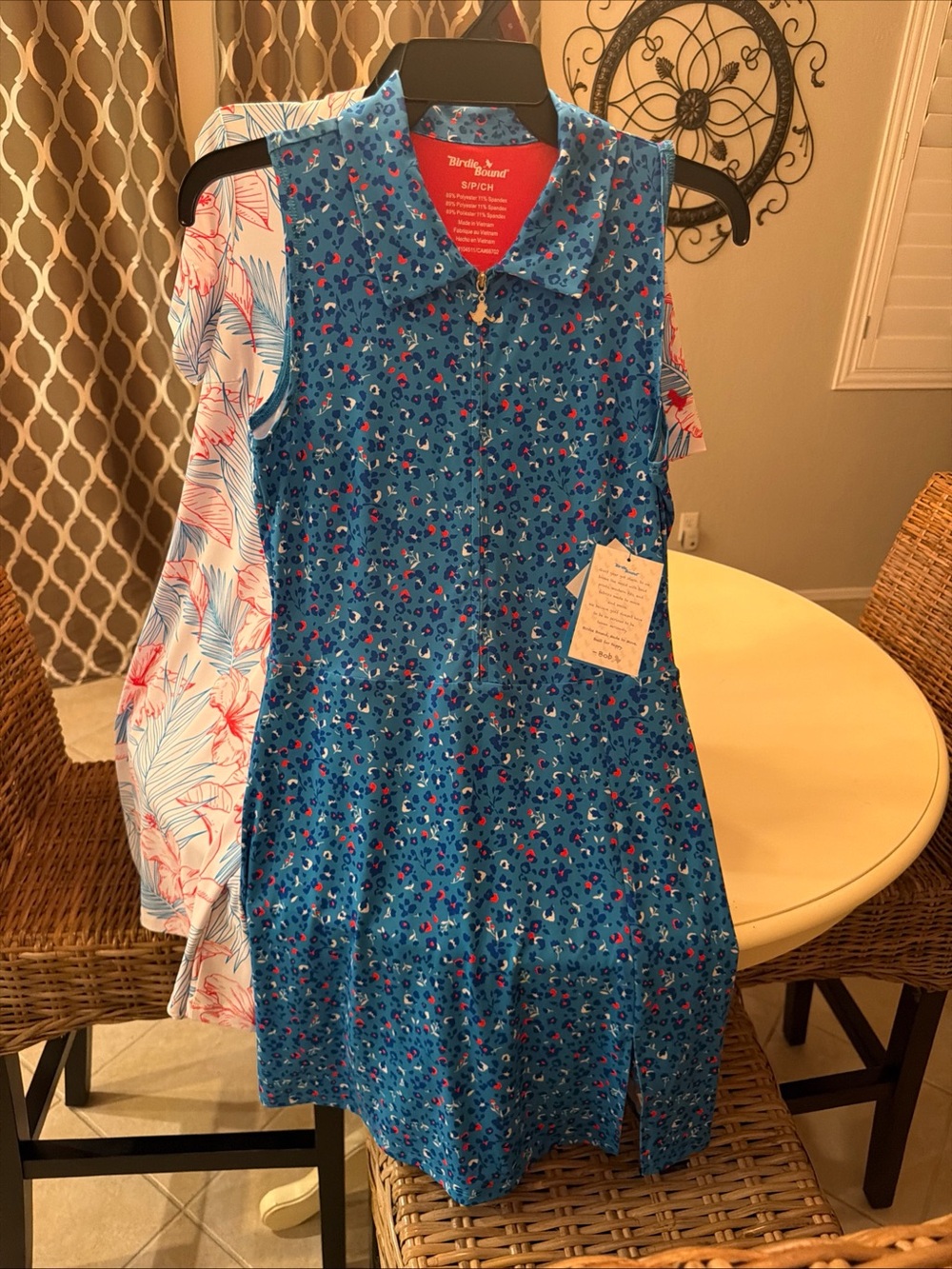 2 X Birdie Bound Polo Dress S Small Pink Blue Print Golf Tenniscore Prep Classy